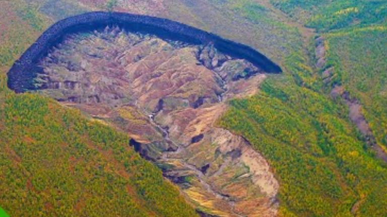 The expanding ‘Gateway to Hell’ crater now visible from space
